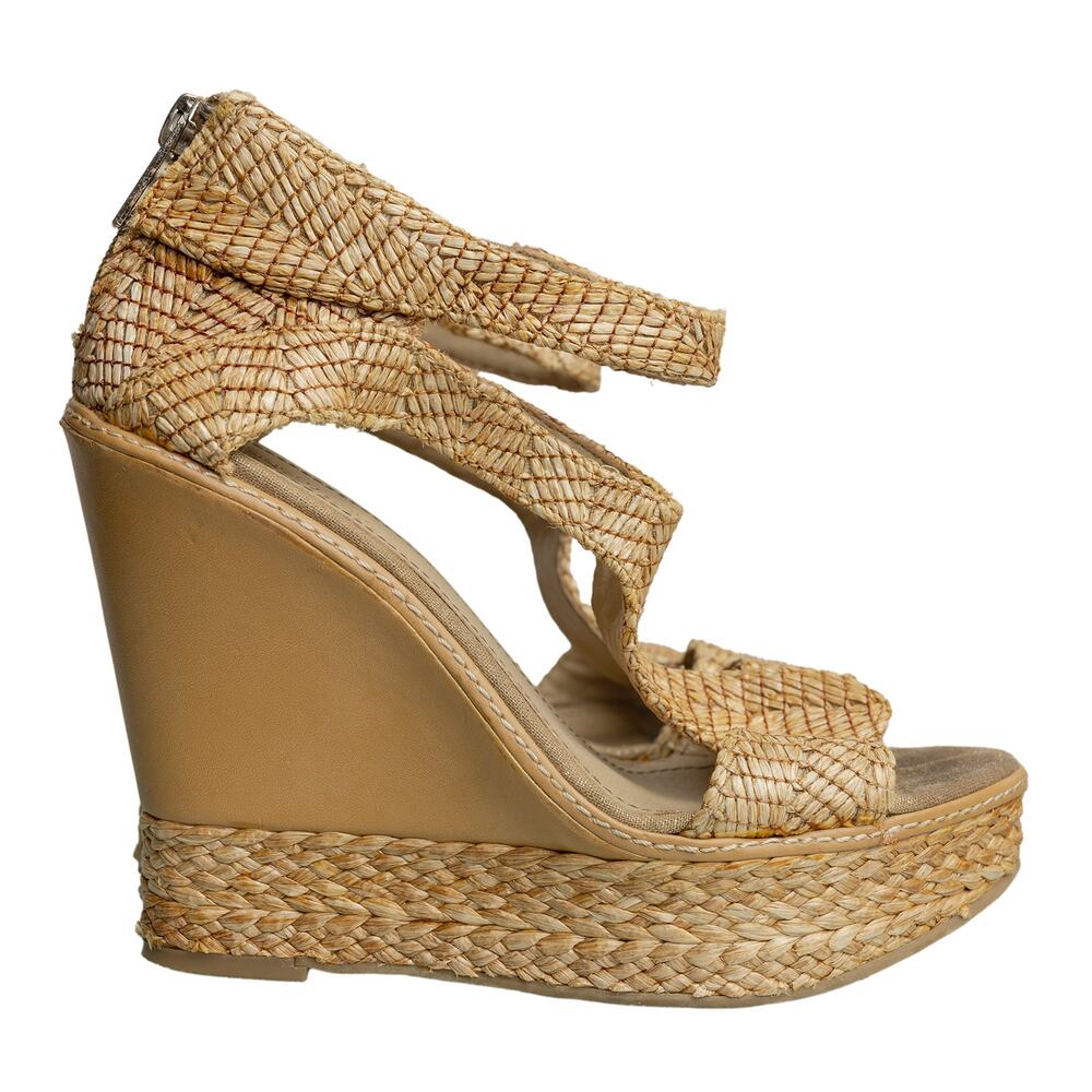 Women's Designer Kenneth Cole Live It Up Natural Straw Wedge Heels -Size 7 - EUC